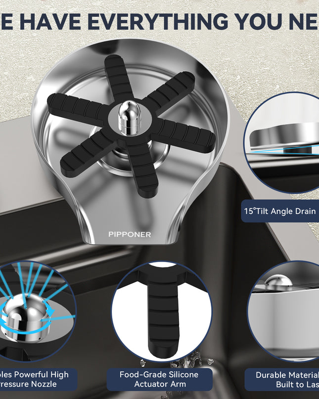 Metal Glass Rinser for Sink – High Pressure Cup Washer for Kitchen & Bar