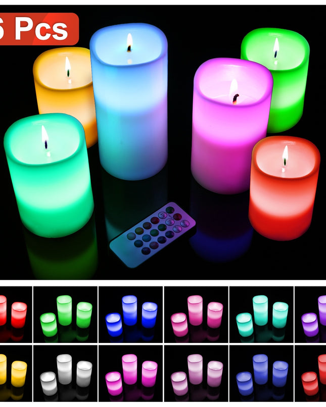 6Pc Flameless Candles Votive Candles Wireless Battery Operated LED Flickering Candles With Remote Control Timer