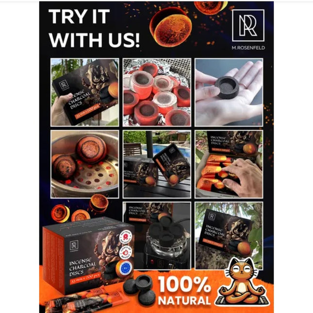 200 Pcs Charcoal Tablets For Incense Quick Light Charcoal Tablets 20 Roll