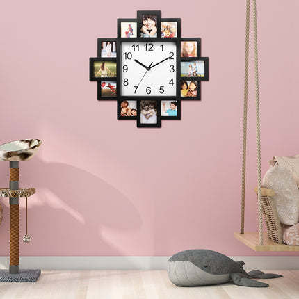 12-Picture Frame Wall Clock – Decorative Picture of a Clock Collage | Photo Frame Clock with Quartz Movement