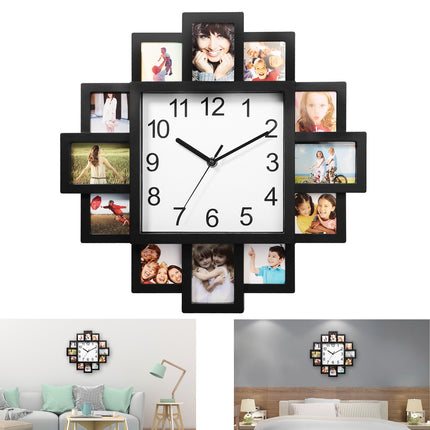 12-Picture Frame Wall Clock – Decorative Picture of a Clock Collage | Photo Frame Clock with Quartz Movement