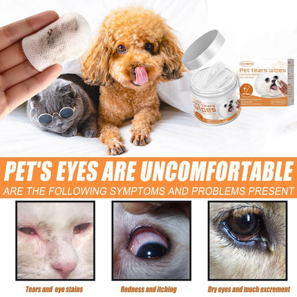 Hypoallergenic Pet Wipes for Dogs & Cats – Tear Stain Remover Eye Cleaning Wipes, Dog-Friendly Grooming Pads for Eyes, Paws & Face