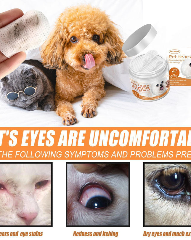 Hypoallergenic Pet Wipes for Dogs & Cats – Tear Stain Remover Eye Cleaning Wipes, Dog-Friendly Grooming Pads for Eyes, Paws & Face