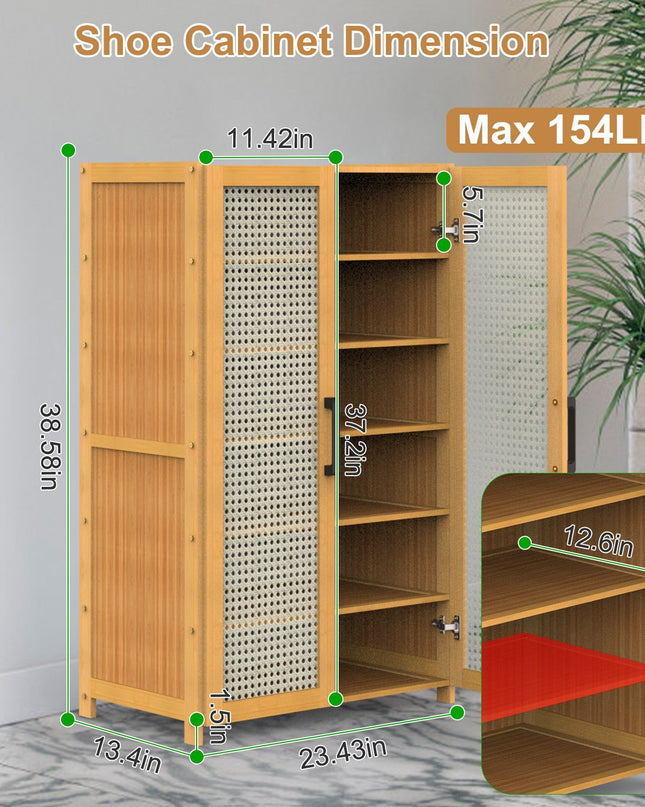 6-tier Bamboo Shoe Rack, Freestanding Shoe Cabinet
