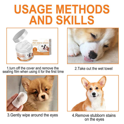 Hypoallergenic Pet Wipes for Dogs & Cats – Tear Stain Remover Eye Cleaning Wipes, Dog-Friendly Grooming Pads for Eyes, Paws & Face