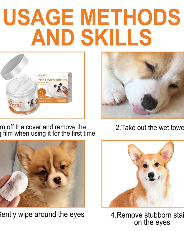 Hypoallergenic Pet Wipes for Dogs & Cats – Tear Stain Remover Eye Cleaning Wipes, Dog-Friendly Grooming Pads for Eyes, Paws & Face