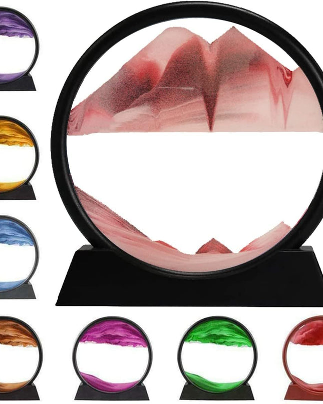 3D Dynamic Sand Art Liquid Motion, Moving Sand Art Picture Round Glass 3D Deep Sea Sandscape In Motion Display Flowing Sand Painting Relaxing Desk Toys