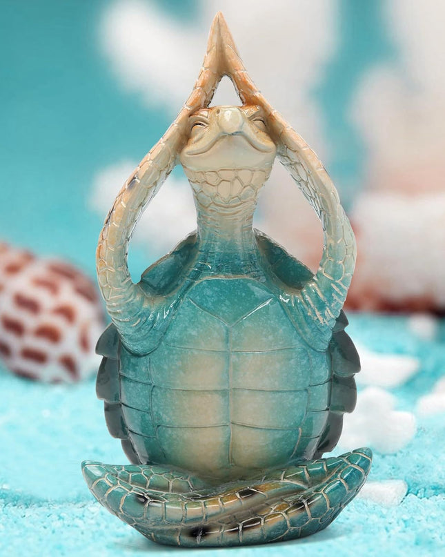 Sea Turtle Statue – Meditating Yoga Decor for Beach & Zen Home Office