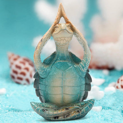 Sea Turtle Statue – Meditating Yoga Decor for Beach & Zen Home Office