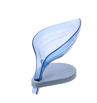 Blue leaf-shaped object on a white background