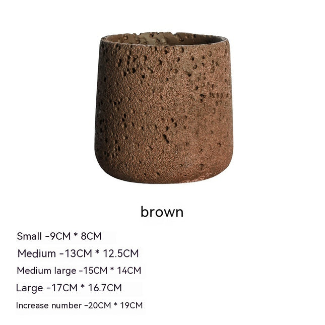 Nordic Cement Flowerpot Creative Volcanic Rock Breathable Greenery Potted Pot With Tray Flowerpot