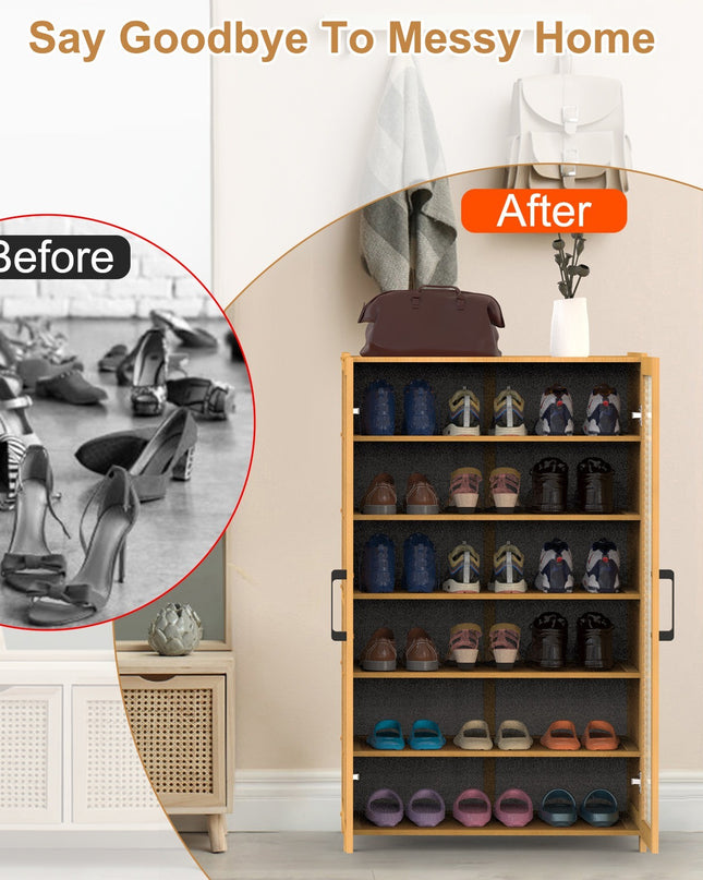 6-tier Bamboo Shoe Rack, Freestanding Shoe Cabinet