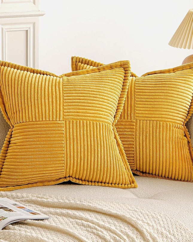 Corduroy Pillow Covers Super Soft Boho Striped Pillow Covers Broadside Decorative Textured Christmas Throw Pillows For Couch Cushion Livingroom