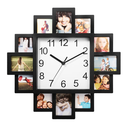 12-Picture Frame Wall Clock – Decorative Picture of a Clock Collage | Photo Frame Clock with Quartz Movement