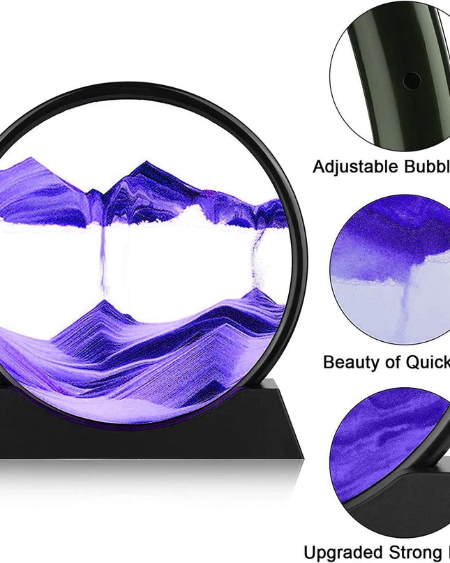3D Dynamic Sand Art Liquid Motion, Moving Sand Art Picture Round Glass 3D Deep Sea Sandscape In Motion Display Flowing Sand Painting Relaxing Desk Toys