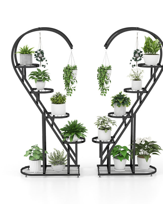 5 Tier Metal Plant Stand With Hanging Hook For Multiple Plants