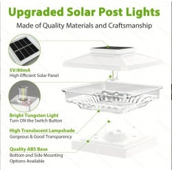 6 Pack Outdoor Solar Poat Cap Lights Cold White  IP65 Waterproof For 4x4 5x5 6x6 Wood Posts In Garden Decor  White