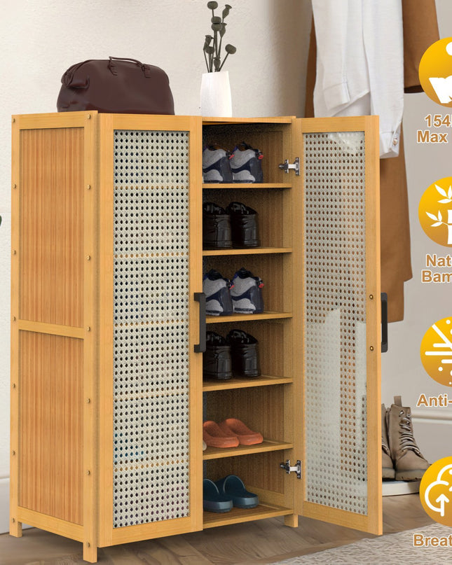 6-tier Bamboo Shoe Rack, Freestanding Shoe Cabinet