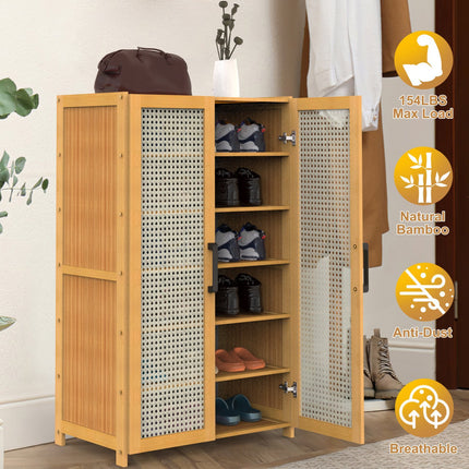 6-tier Bamboo Shoe Rack, Freestanding Shoe Cabinet