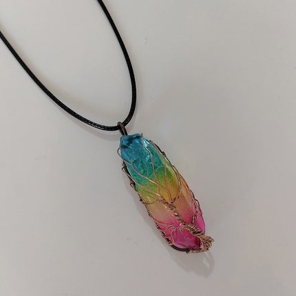 Natural Crystal Pendant Necklace – Gemstone Jewelry with Stone Column Design for Women & Men
