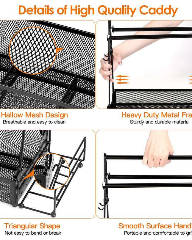Utensil Caddy Metal Grill Caddy With Paper Towel Holders Utensil Holder For Outdoor Picnic Barbecue Camping Grilling Tools Storage Organizer Barbecue Accessories