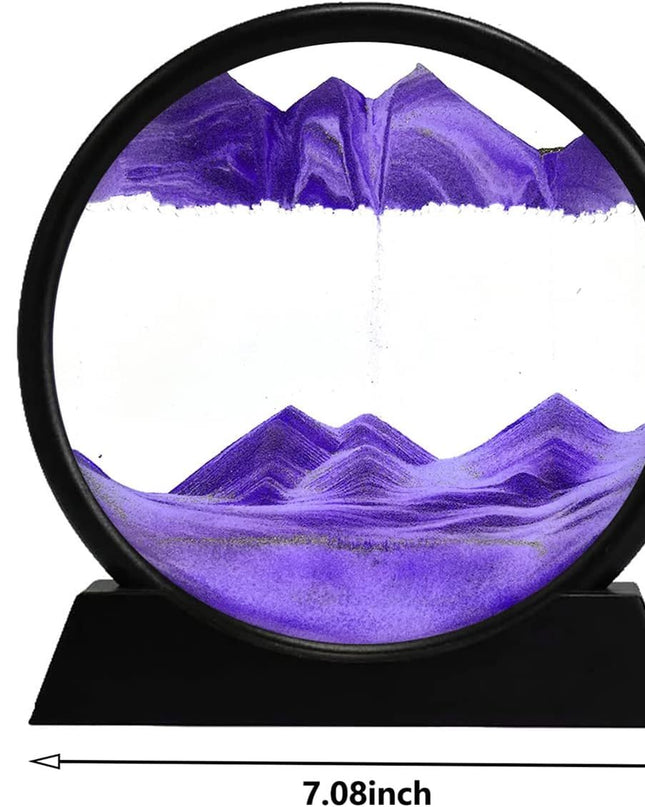 3D Dynamic Sand Art Liquid Motion, Moving Sand Art Picture Round Glass 3D Deep Sea Sandscape In Motion Display Flowing Sand Painting Relaxing Desk Toys