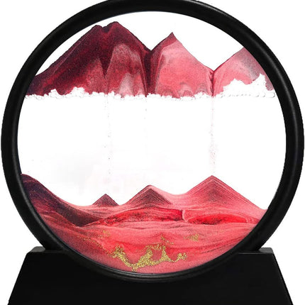 3D Dynamic Sand Art Liquid Motion, Moving Sand Art Picture Round Glass 3D Deep Sea Sandscape In Motion Display Flowing Sand Painting Relaxing Desk Toys