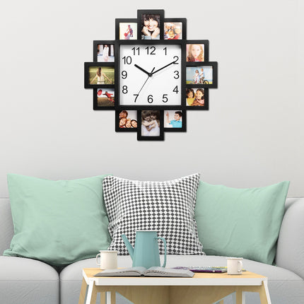 12-Picture Frame Wall Clock – Decorative Picture of a Clock Collage | Photo Frame Clock with Quartz Movement
