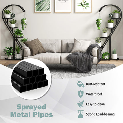 5 Tier Metal Plant Stand With Hanging Hook For Multiple Plants