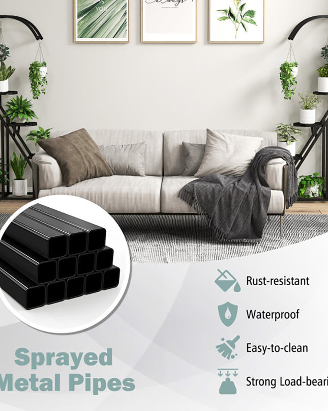 5 Tier Metal Plant Stand With Hanging Hook For Multiple Plants