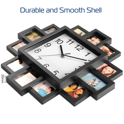 12-Picture Frame Wall Clock – Decorative Picture of a Clock Collage | Photo Frame Clock with Quartz Movement
