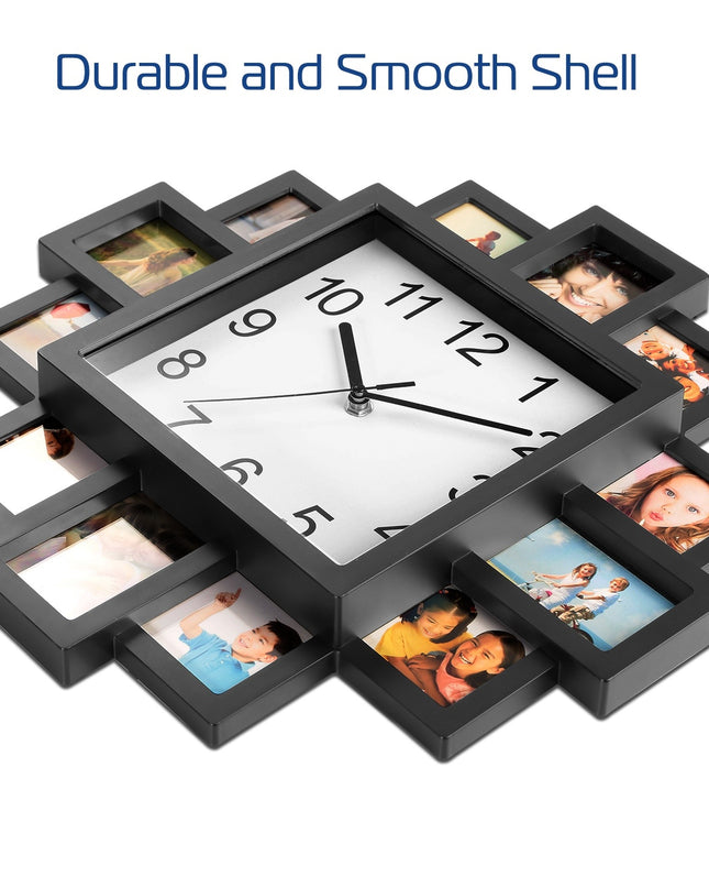 12-Picture Frame Wall Clock – Decorative Picture of a Clock Collage | Photo Frame Clock with Quartz Movement