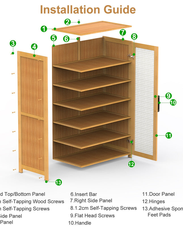 6-tier Bamboo Shoe Rack, Freestanding Shoe Cabinet
