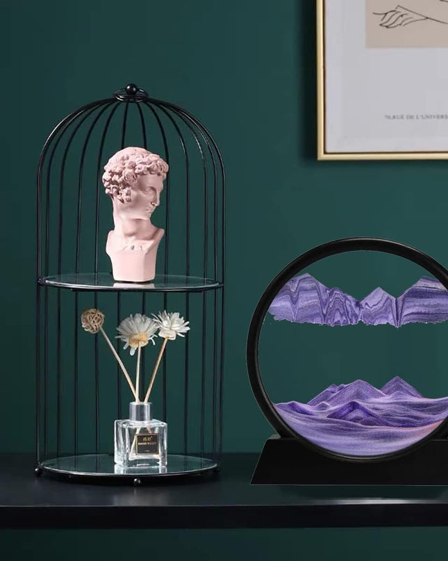 3D Dynamic Sand Art Liquid Motion, Moving Sand Art Picture Round Glass 3D Deep Sea Sandscape In Motion Display Flowing Sand Painting Relaxing Desk Toys