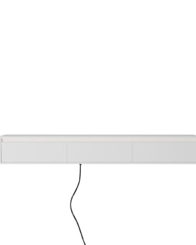 Floating TV Stand, Wall Mounted TV Shelf With Led Lights & Power Outlet,High Gloss TV Cabinet For Tv Stands For Living Room