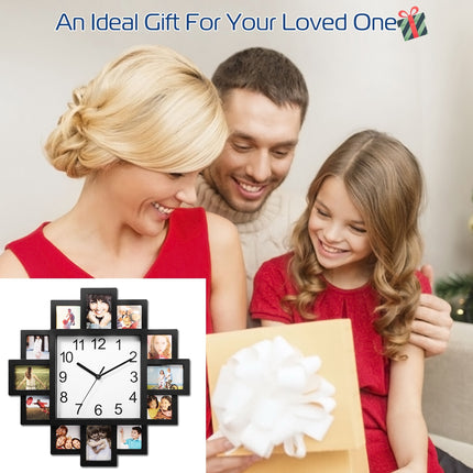 12-Picture Frame Wall Clock – Decorative Picture of a Clock Collage | Photo Frame Clock with Quartz Movement
