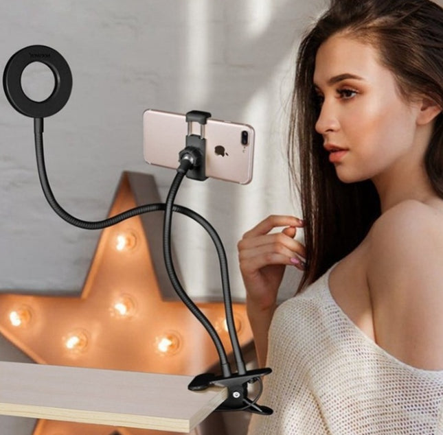 Selfie Ring Light with Stand and Phone Holder – Adjustable LED Lighting for Makeup, Live Streaming, and Photography