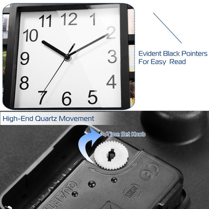 12-Picture Frame Wall Clock – Decorative Picture of a Clock Collage | Photo Frame Clock with Quartz Movement