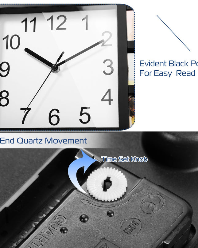 12-Picture Frame Wall Clock – Decorative Picture of a Clock Collage | Photo Frame Clock with Quartz Movement