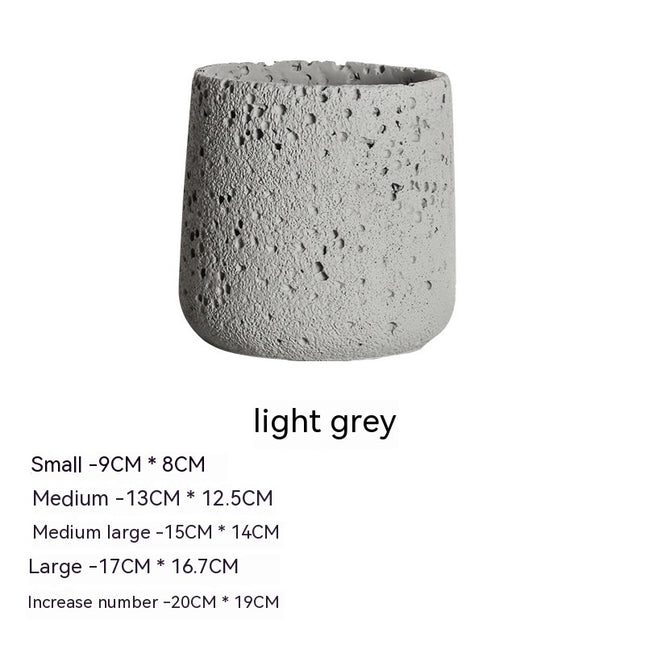 Nordic Cement Flowerpot Creative Volcanic Rock Breathable Greenery Potted Pot With Tray Flowerpot