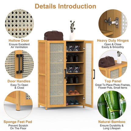 6-tier Bamboo Shoe Rack, Freestanding Shoe Cabinet