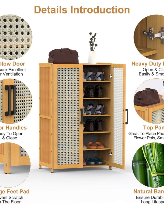6-tier Bamboo Shoe Rack, Freestanding Shoe Cabinet