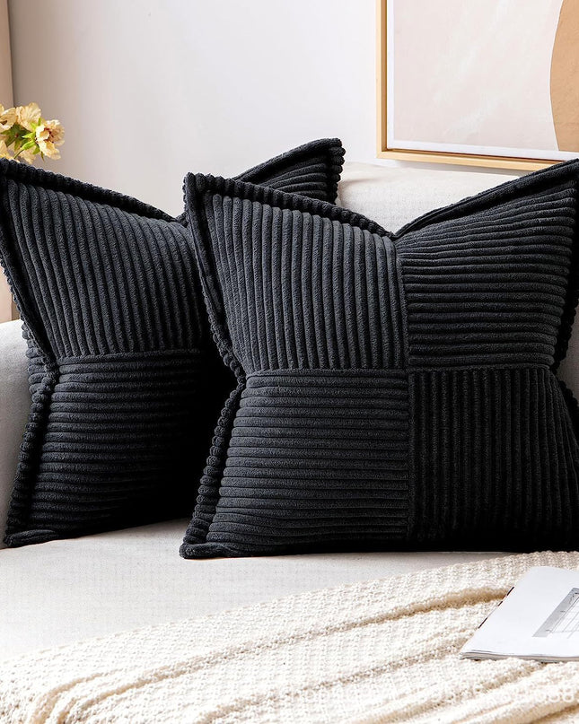 Corduroy Pillow Covers Super Soft Boho Striped Pillow Covers Broadside Decorative Textured Christmas Throw Pillows For Couch Cushion Livingroom