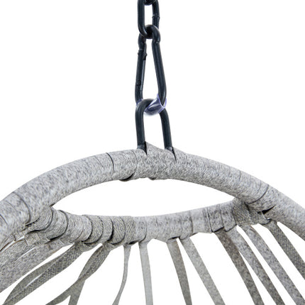 GRHeavy-Duty Iron Hanging Chair With Wicker Weave   Single Person Swing For Indoor  Outdoor Gray