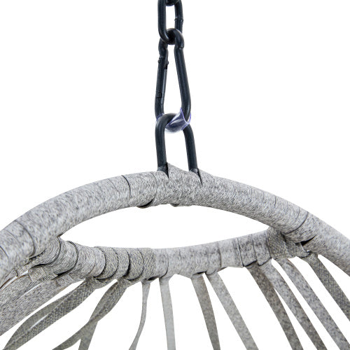 GRHeavy-Duty Iron Hanging Chair With Wicker Weave   Single Person Swing For Indoor  Outdoor Gray