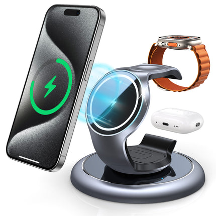 MagSafe 3-in-1 Wireless Charger – Fast Apple MagSafe Charging Station for iPhone, Watch & AirPods