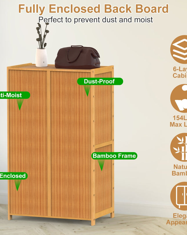 6-tier Bamboo Shoe Rack, Freestanding Shoe Cabinet