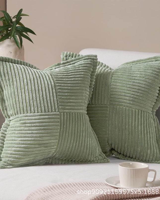 Corduroy Pillow Covers Super Soft Boho Striped Pillow Covers Broadside Decorative Textured Christmas Throw Pillows For Couch Cushion Livingroom