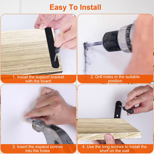 Floating Wall Shelves displaying decorative items, plants, and photos for modern home decor and storage solutions.