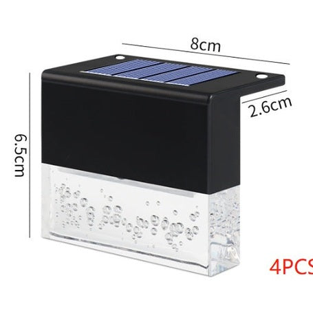 Black solar light with dimensions and quantity label on a white background